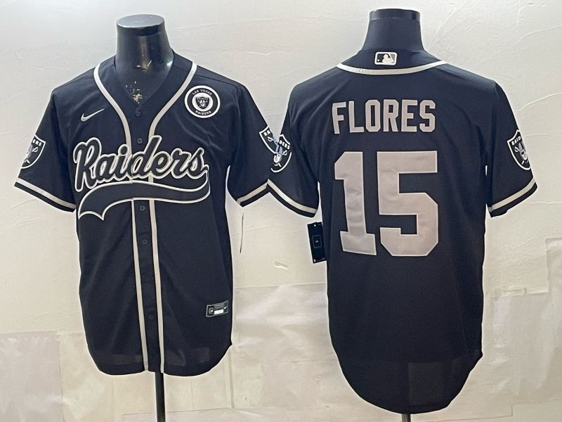 Men 2026 Oakland Raiders #15 Flores Black Joint Name Nike Limited NFL Jersey 02